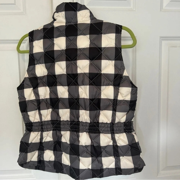 Talbots Petite quilted down puffer vest size small petite black cream checked - Picture 3 of 9